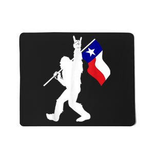 State Of Texas Flag Bigfoot Rock On For Sasquatch Hunter Mousepad