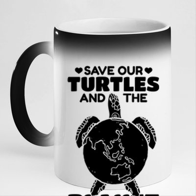 Save Our Turtles And The Planet Environt Cute Turtle Cool Gift 11oz Black Color Changing Mug