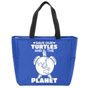 Save Our Turtles And The Planet Environt Cute Turtle Cool Gift Zip Tote Bag