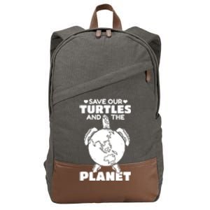 Save Our Turtles And The Planet Environt Cute Turtle Cool Gift Cotton Canvas Backpack