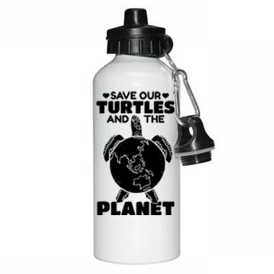 Save Our Turtles And The Planet Environt Cute Turtle Cool Gift Aluminum Water Bottle