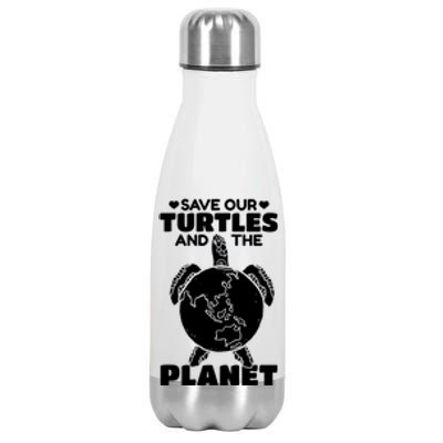 Save Our Turtles And The Planet Environt Cute Turtle Cool Gift Stainless Steel Insulated Water Bottle