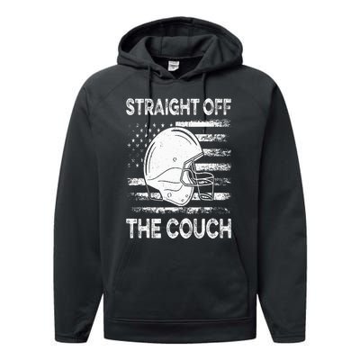 Straight Off The Couch Funny Football Offensive Lineman Performance Fleece Hoodie