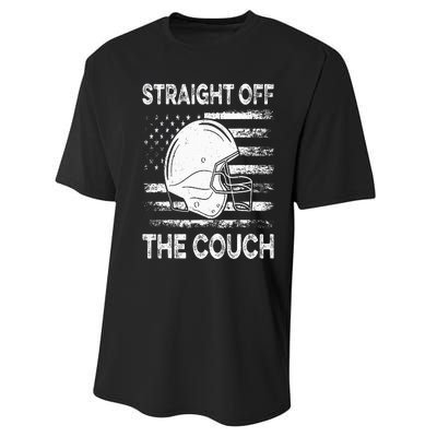 Straight Off The Couch Funny Football Offensive Lineman Performance Sprint T-Shirt