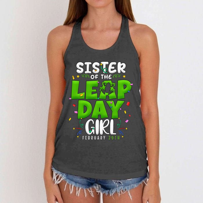 Sister of The Leap Day February 29th Birthday Leap Year Women's Knotted Racerback Tank