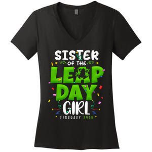 Sister of The Leap Day February 29th Birthday Leap Year Women's V-Neck T-Shirt