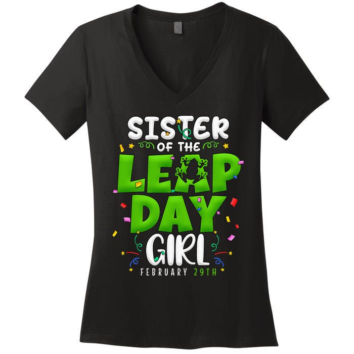 Sister of The Leap Day February 29th Birthday Leap Year Women's V-Neck T-Shirt