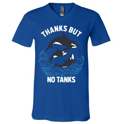 Save Orcas Thanks But No Tanks Gift Thanks But No Tanks Gift V-Neck T-Shirt