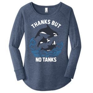 Save Orcas Thanks But No Tanks Gift Thanks But No Tanks Gift Women's Perfect Tri Tunic Long Sleeve Shirt