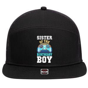 Sister of the Birthday Matching Video Gamer Birthday 7 Panel Mesh Trucker Snapback Hat