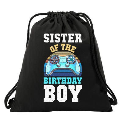 Sister of the Birthday Matching Video Gamer Birthday Drawstring Bag