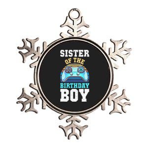 Sister of the Birthday Matching Video Gamer Birthday Metallic Star Ornament