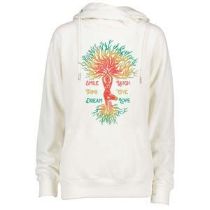 Smile Often Think Positively Inspiration Namaste Yoga Funny Gift Womens Funnel Neck Pullover Hood