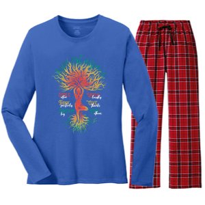 Smile Often Think Positively Inspiration Namaste Yoga Funny Gift Women's Long Sleeve Flannel Pajama Set 