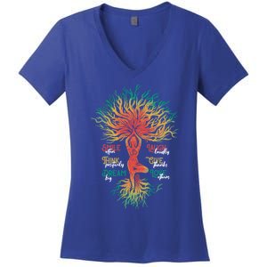 Smile Often Think Positively Inspiration Namaste Yoga Funny Gift Women's V-Neck T-Shirt