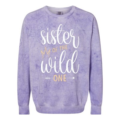 Sister Of The Wild One Birthday Colorblast Crewneck Sweatshirt