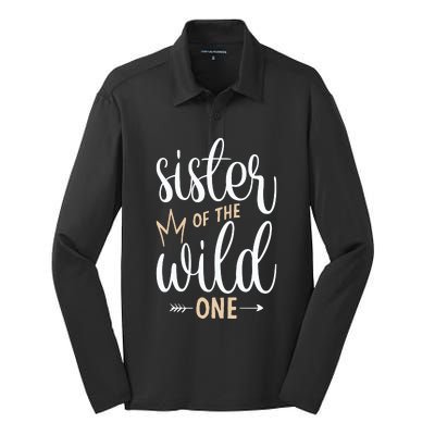 Sister Of The Wild One Birthday Silk Touch Performance Long Sleeve Polo