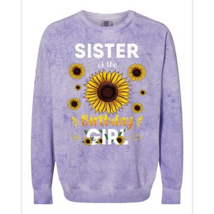 Sister Of The Birthday Sunflower Party Family Matching Colorblast Crewneck Sweatshirt