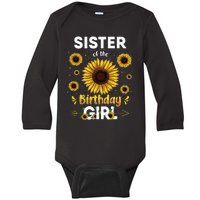 Sister Of The Birthday Sunflower Party Family Matching Baby Long Sleeve Bodysuit