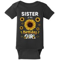 Sister Of The Birthday Sunflower Party Family Matching Baby Bodysuit