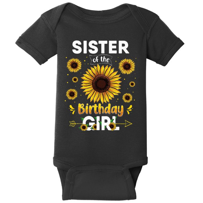 Sister Of The Birthday Sunflower Party Family Matching Baby Bodysuit