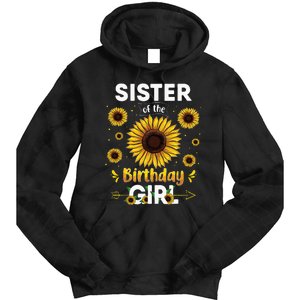 Sister Of The Birthday Sunflower Party Family Matching Tie Dye Hoodie