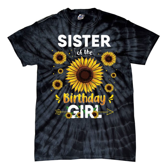 Sister Of The Birthday Sunflower Party Family Matching Tie-Dye T-Shirt