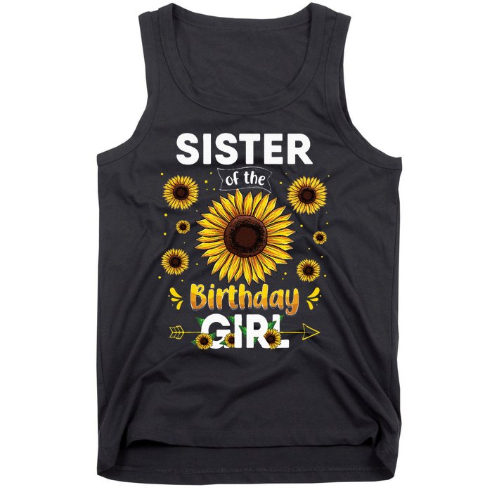 Sister Of The Birthday Sunflower Party Family Matching Tank Top