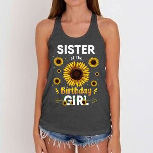 Sister Of The Birthday Sunflower Party Family Matching Women's Knotted Racerback Tank