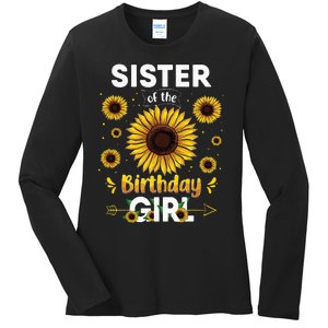 Sister Of The Birthday Sunflower Party Family Matching Ladies Long Sleeve Shirt