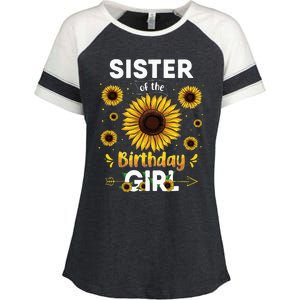 Sister Of The Birthday Sunflower Party Family Matching Enza Ladies Jersey Colorblock Tee