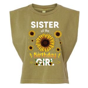 Sister Of The Birthday Sunflower Party Family Matching Garment-Dyed Women's Muscle Tee