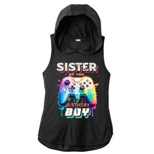 Sister Of The Birthday Boy Matching Video Game Birthday Ladies PosiCharge Tri-Blend Wicking Draft Hoodie Tank