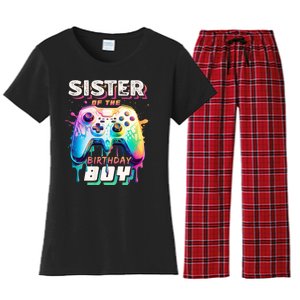 Sister Of The Birthday Boy Matching Video Game Birthday Women's Flannel Pajama Set