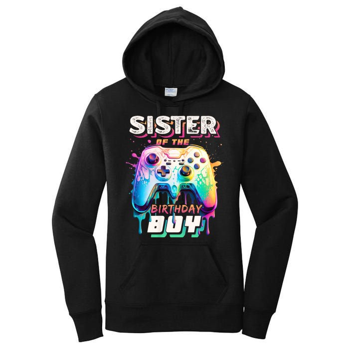 Sister Of The Birthday Boy Matching Video Game Birthday Women's Pullover Hoodie