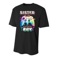 Sister Of The Birthday Boy Matching Video Game Birthday Youth Performance Sprint T-Shirt