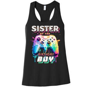 Sister Of The Birthday Boy Matching Video Game Birthday Women's Racerback Tank