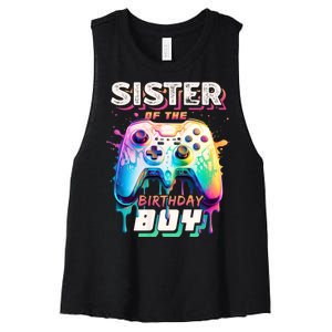 Sister Of The Birthday Boy Matching Video Game Birthday Women's Racerback Cropped Tank