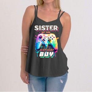 Sister Of The Birthday Boy Matching Video Game Birthday Women's Strappy Tank