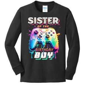 Sister Of The Birthday Boy Matching Video Game Birthday Kids Long Sleeve Shirt