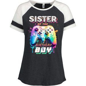 Sister Of The Birthday Boy Matching Video Game Birthday Enza Ladies Jersey Colorblock Tee