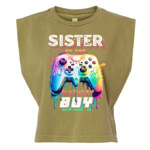 Sister Of The Birthday Boy Matching Video Game Birthday Garment-Dyed Women's Muscle Tee