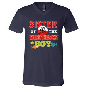 Sister Of The Birthday Big One Fishing Family Matching V-Neck T-Shirt