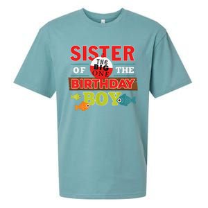 Sister Of The Birthday Big One Fishing Family Matching Sueded Cloud Jersey T-Shirt