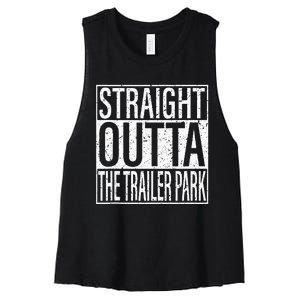 Straight Outta The Trailer Park Funny Women's Racerback Cropped Tank