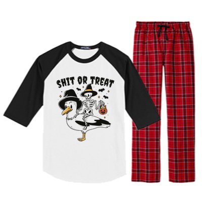 Shit Or Treat Funny Halloween Raglan Sleeve Pajama Set