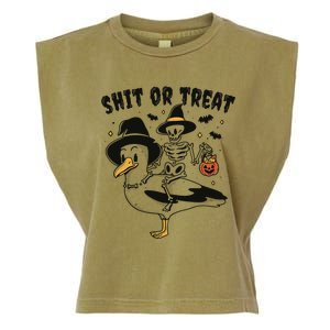 Shit Or Treat Funny Halloween Garment-Dyed Women's Muscle Tee