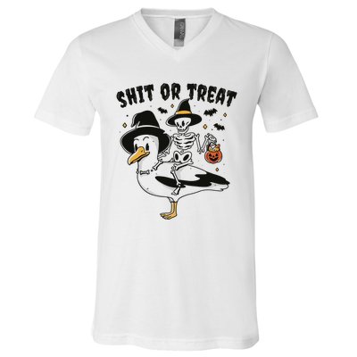 Shit Or Treat Funny Halloween V-Neck T-Shirt