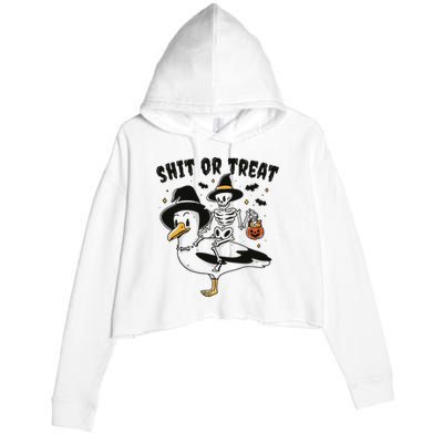 Shit Or Treat Funny Halloween Crop Fleece Hoodie