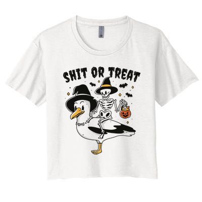 Shit Or Treat Funny Halloween Women's Crop Top Tee